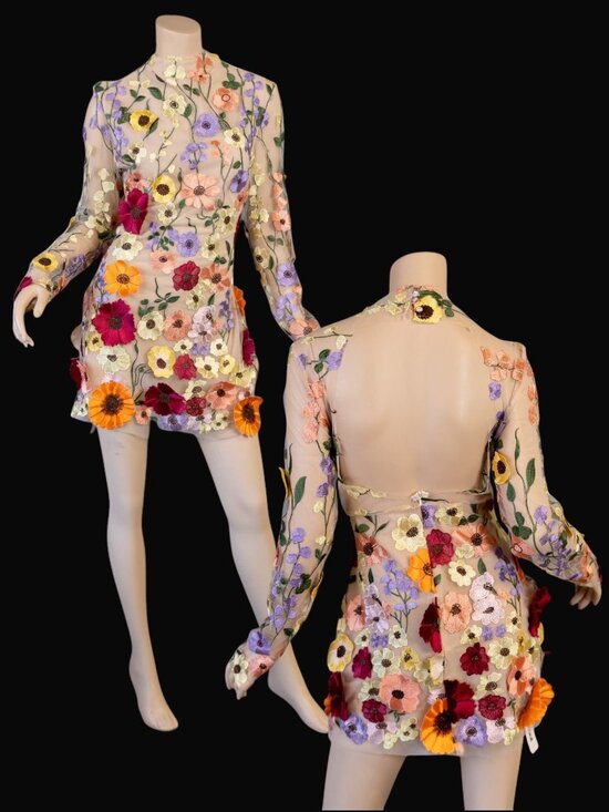 Source Unknown Dresses & Skirts - Floral Fantasy Mini Dress w/Open Back * Large